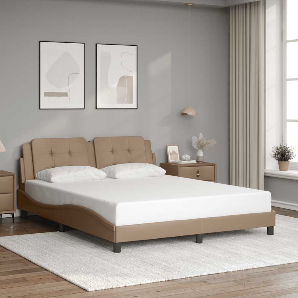 Bedframe zonder matras "Zadar" kunstleer cappuccinokleurig 160x200 cm is nu te koop bij PeponiXL, paradijselijk wonen!