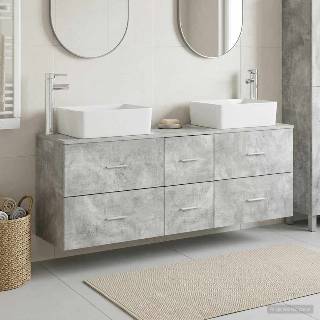 Badkamerkastenset 3 st Betongrijs 53 x 34,5 x 63 cm is nu te koop bij PeponiXL, paradijselijk wonen!