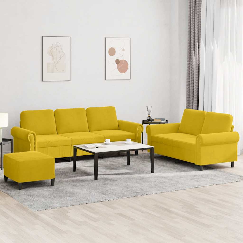 3-delige Loungeset met kussens fluweel geel is nu te koop bij PeponiXL, paradijselijk wonen!