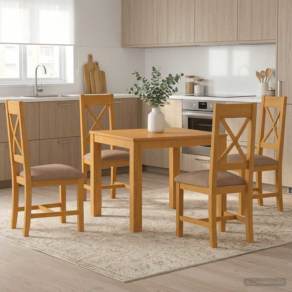 Eetkamerset 5 st Grijs Massief Eikenhout is nu te koop bij PeponiXL, paradijselijk wonen!