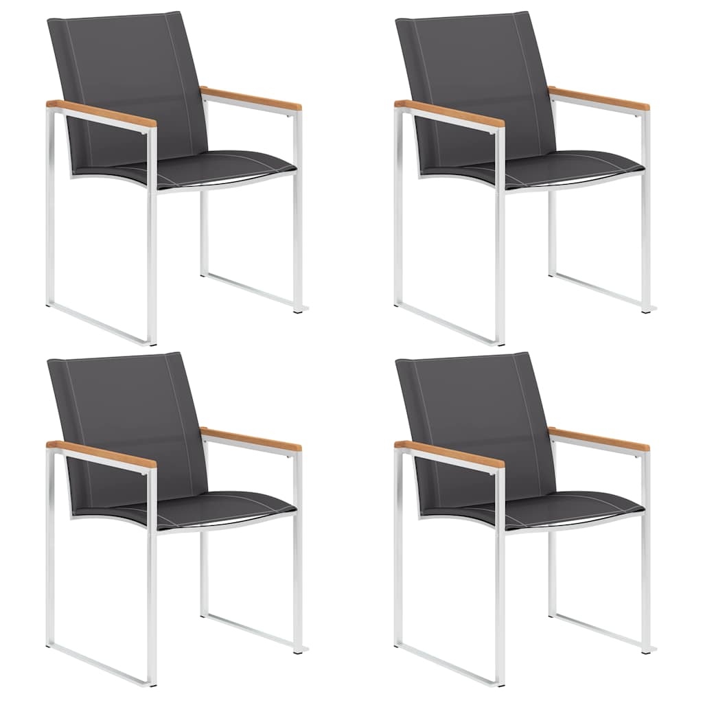 Tuinstoelen 4 st textileen en roestvrij staal grijs is nu te koop bij PeponiXL, paradijselijk wonen!
