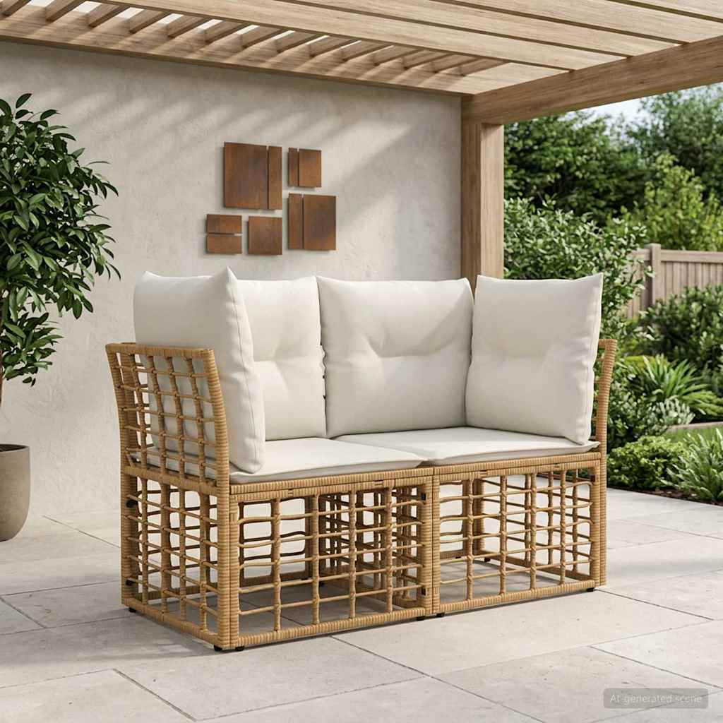 Buiten loveseat 2 pcs Natuurlijk en Crème Wit poly rattan is nu te koop bij PeponiXL, paradijselijk wonen!