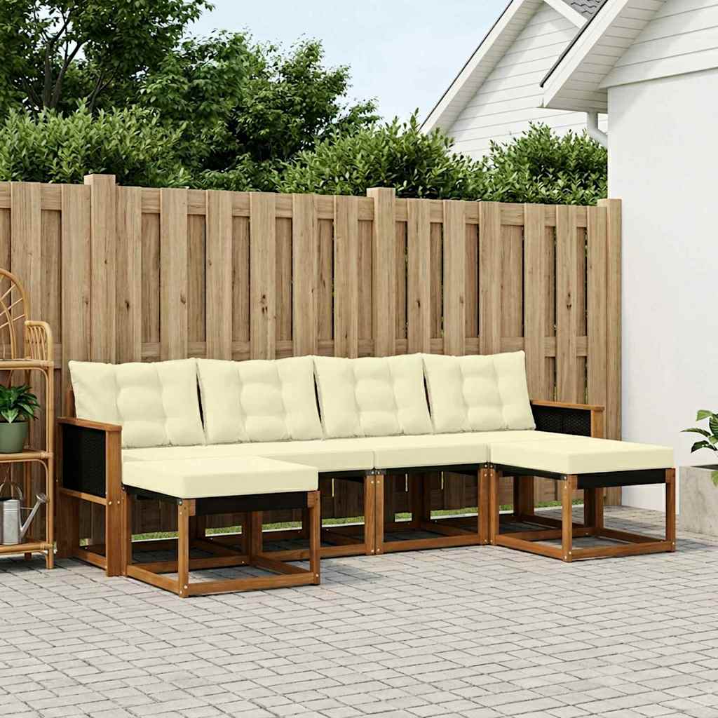 Buiten bankenset met kussen 6 pcs Natuurlijk en Crème is nu te koop bij PeponiXL, paradijselijk wonen!