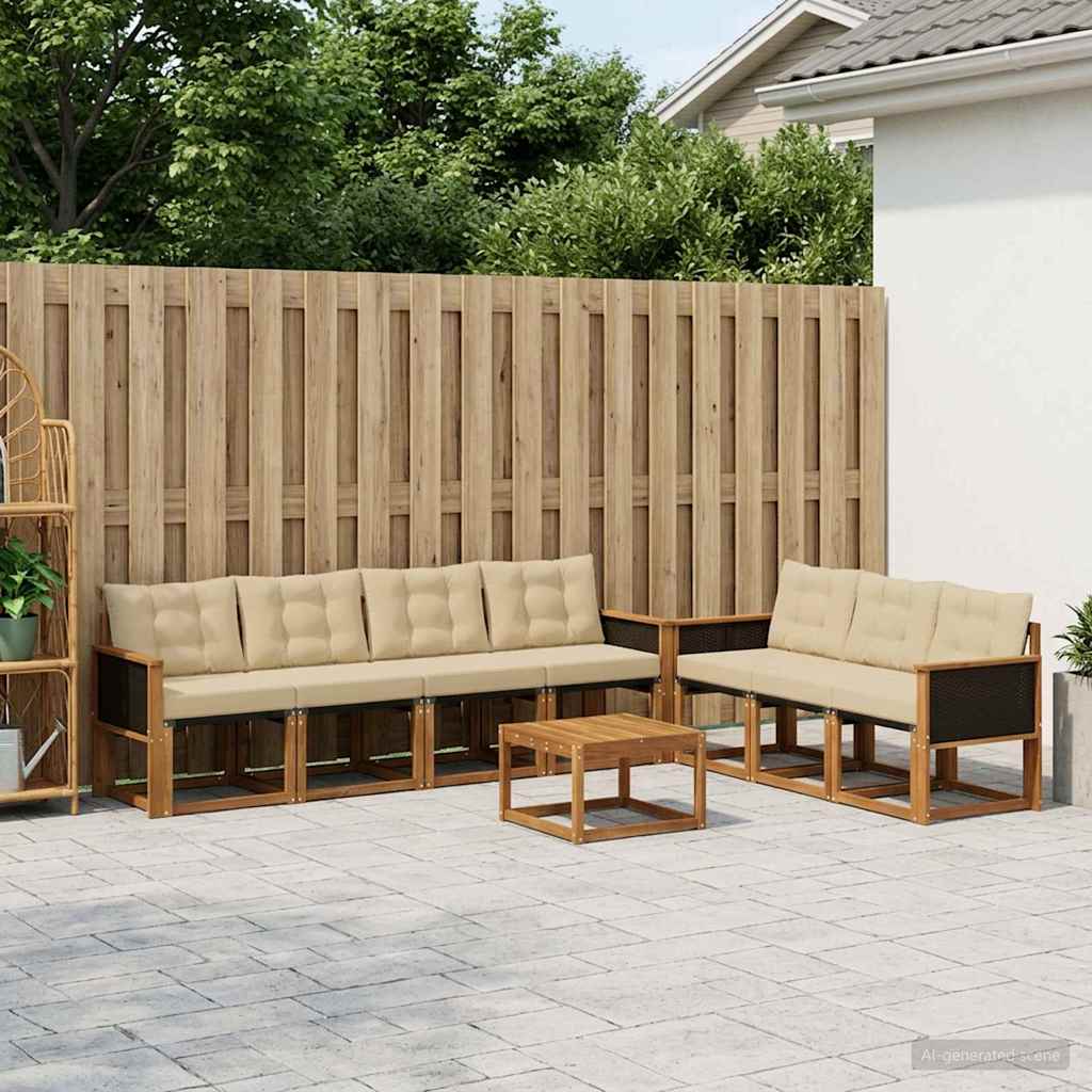 Buiten bankenset met kussen 8 pcs Natuurlijk en Beige is nu te koop bij PeponiXL, paradijselijk wonen!