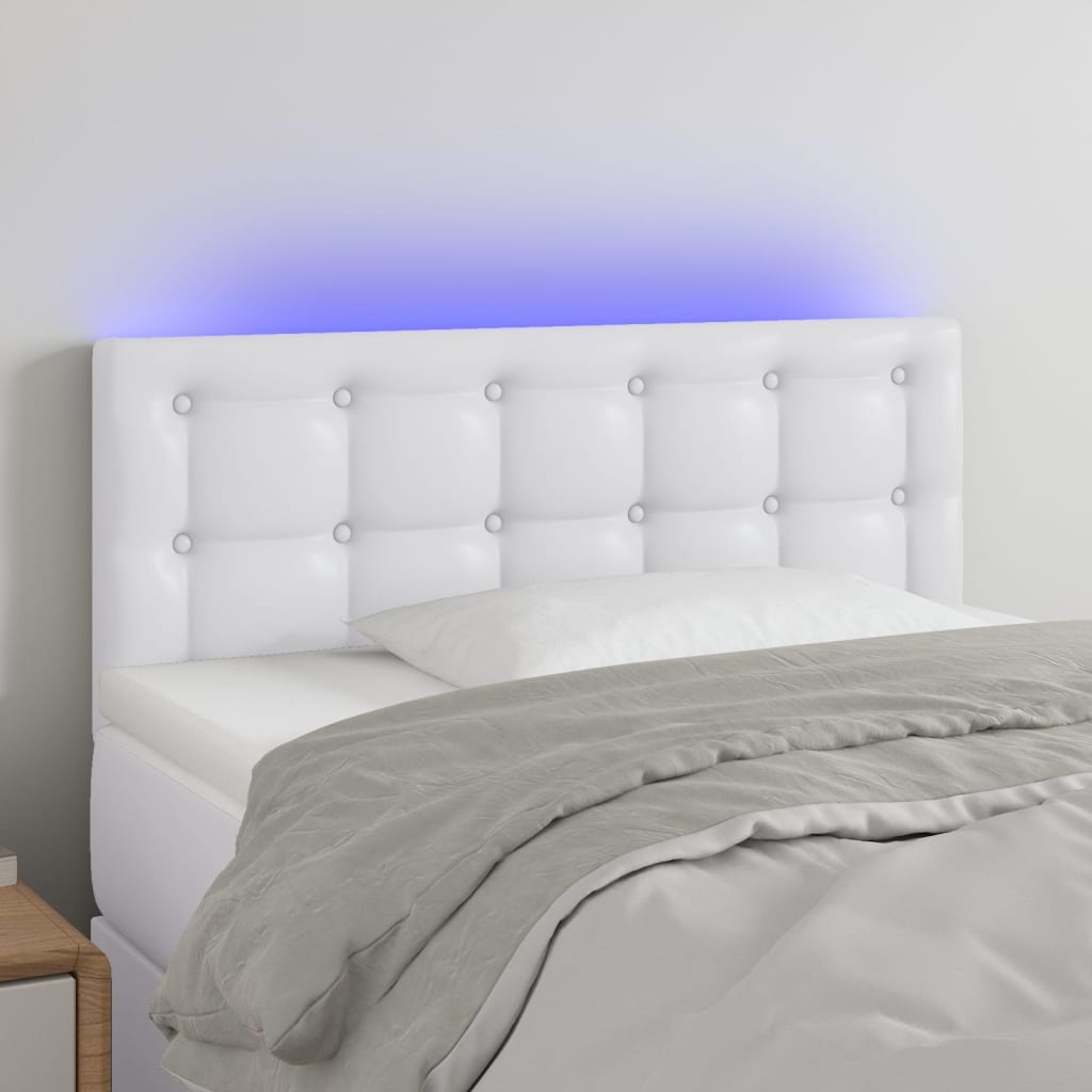 Hoofdbord LED 80x5x78/88 cm kunstleer wit is nu te koop bij PeponiXL, paradijselijk wonen!