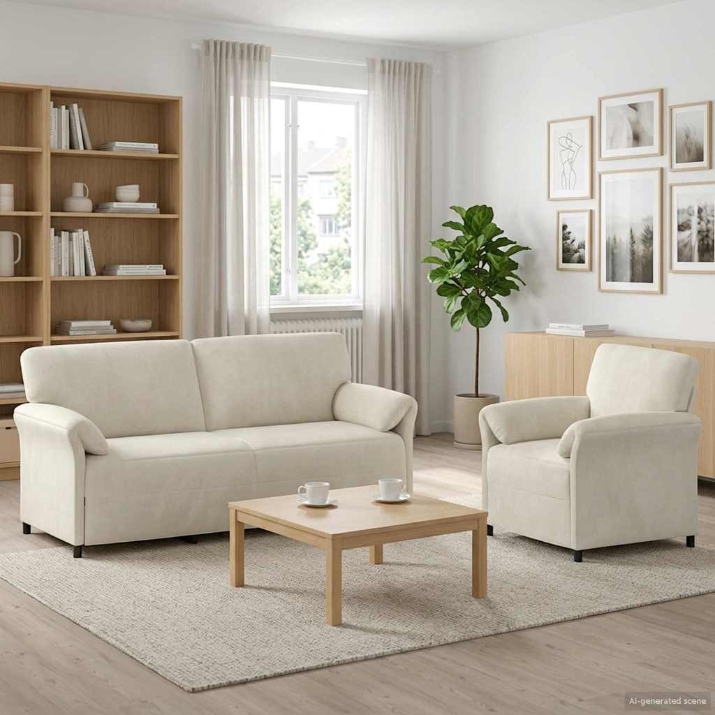 Bankstel 2 st Crèmekleurig Fluweel is nu te koop bij PeponiXL, paradijselijk wonen!