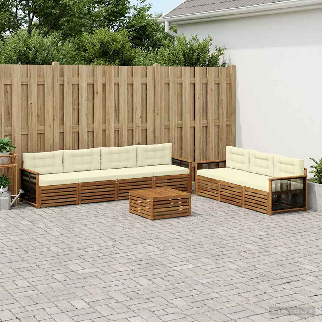 Buiten bankenset met kussen 8 pcs Natuurlijk en Crème is nu te koop bij PeponiXL, paradijselijk wonen!