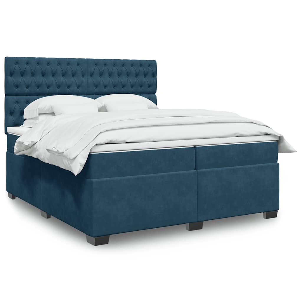 Boxspring met matras fluweel blauw 200x200 cm is nu te koop bij PeponiXL, paradijselijk wonen!