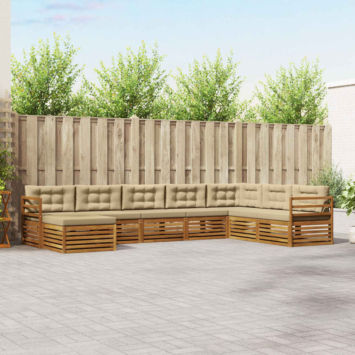 Buiten bankenset met kussen 8 pcs Natuurlijk en Beige is nu te koop bij PeponiXL, paradijselijk wonen!