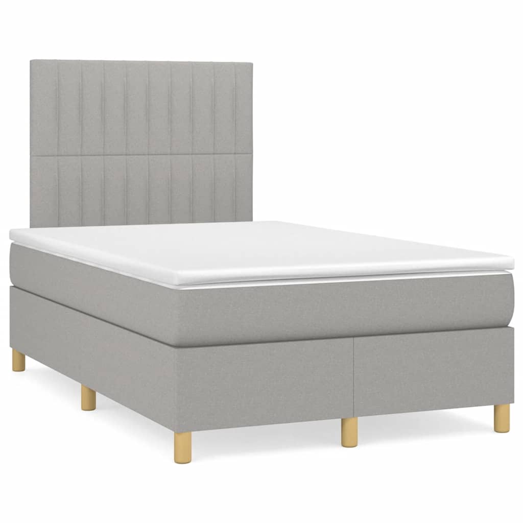 Boxspring met matras en LED stof lichtgrijs 120x190 cm is nu te koop bij PeponiXL, paradijselijk wonen!
