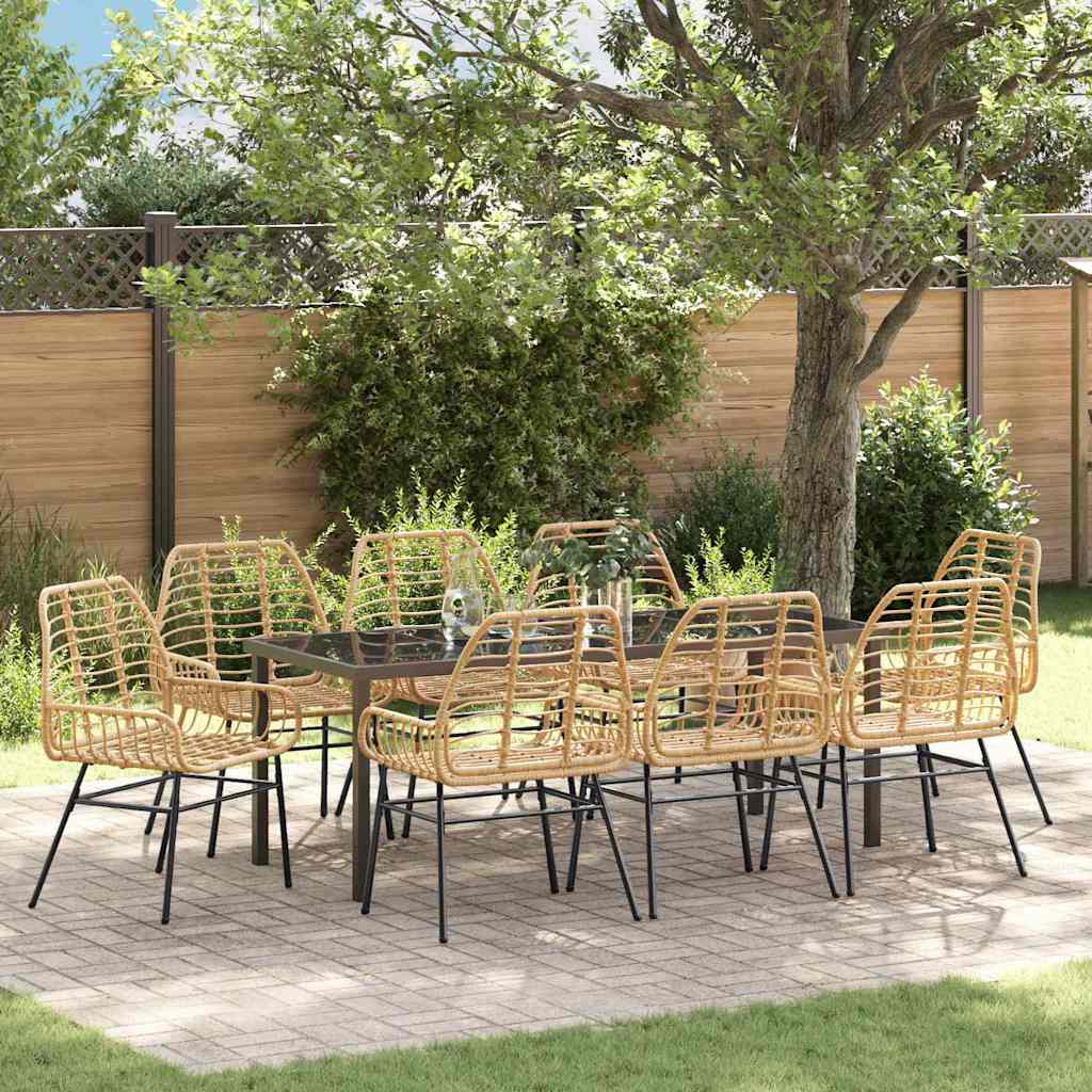 Tuin eettafelset 9 pcs Bruin poly rattan is nu te koop bij PeponiXL, paradijselijk wonen!