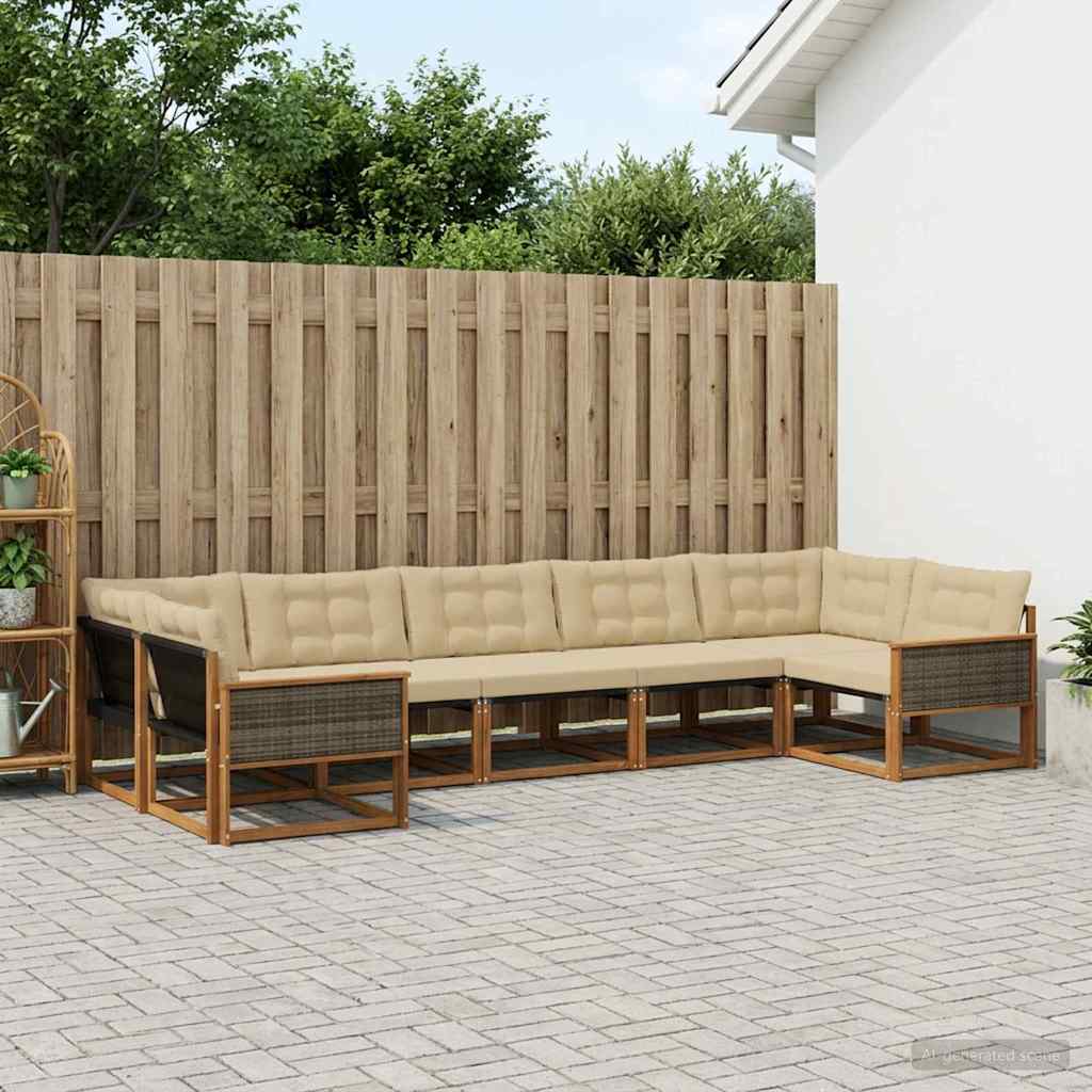 Buiten bankenset met kussen 7 pcs Natuurlijk en Beige is nu te koop bij PeponiXL, paradijselijk wonen!