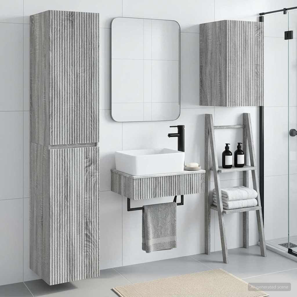 Badkamermeubelset 3 st Grijs Sonoma 33 x 34,5 x 160 cm is nu te koop bij PeponiXL, paradijselijk wonen!