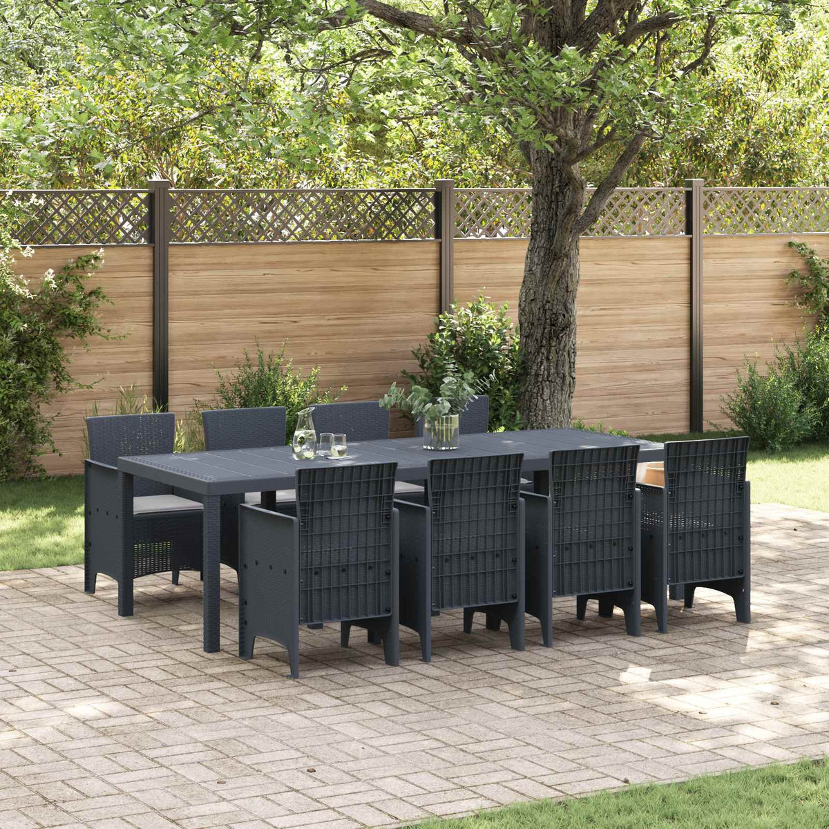 Tuin Eetset 9 pcs Antraciet Polypropyleen is nu te koop bij PeponiXL, paradijselijk wonen!