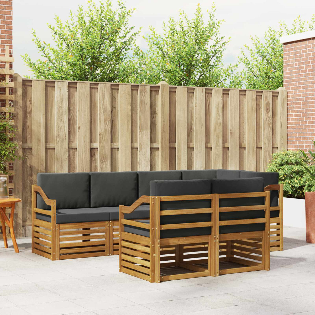 Hoekbank Set met kussen 7 pcs Natuurlijk en Antraciet is nu te koop bij PeponiXL, paradijselijk wonen!