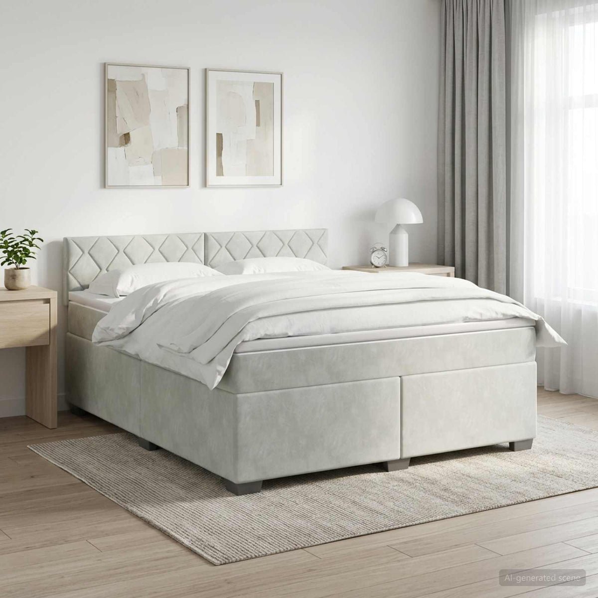 Boxspringbed met matras Lichtgrijs 140 x 200 cm Fluweel is nu te koop bij PeponiXL, paradijselijk wonen!