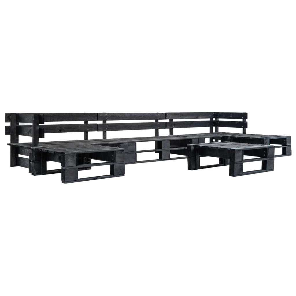 6-delige Loungeset pallet hout zwart is nu te koop bij PeponiXL, paradijselijk wonen!