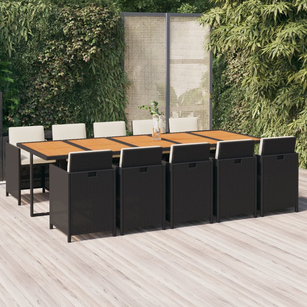 11-delige Tuinset met kussens poly rattan zwart is nu te koop bij PeponiXL, paradijselijk wonen!