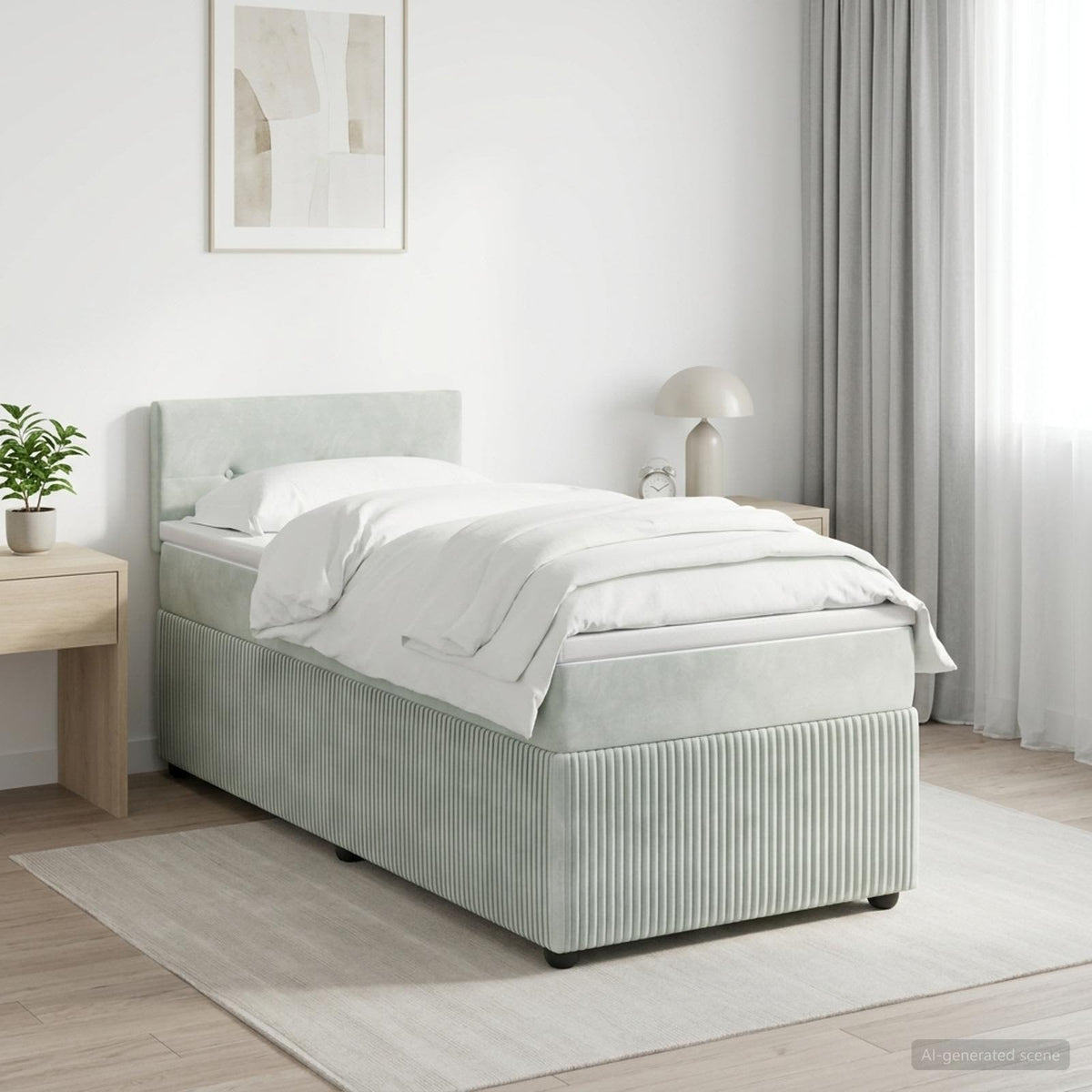 Boxspringbed met matras Lichtgrijs 90 x 190 cm Fluweel is nu te koop bij PeponiXL, paradijselijk wonen!