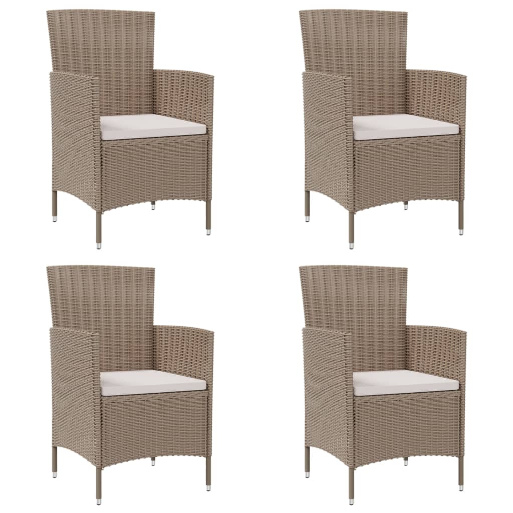 Tuinstoelen 4 st met kussens poly rattan beige is nu te koop bij PeponiXL, paradijselijk wonen!