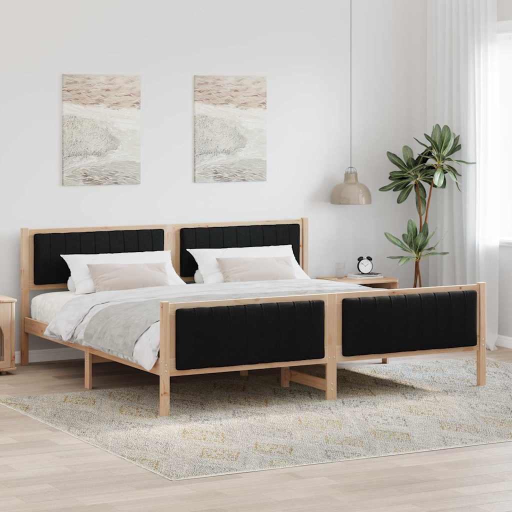 Bedframe Bruin en zwart 200 x 200 cm Massief grenenhout is nu te koop bij PeponiXL, paradijselijk wonen!
