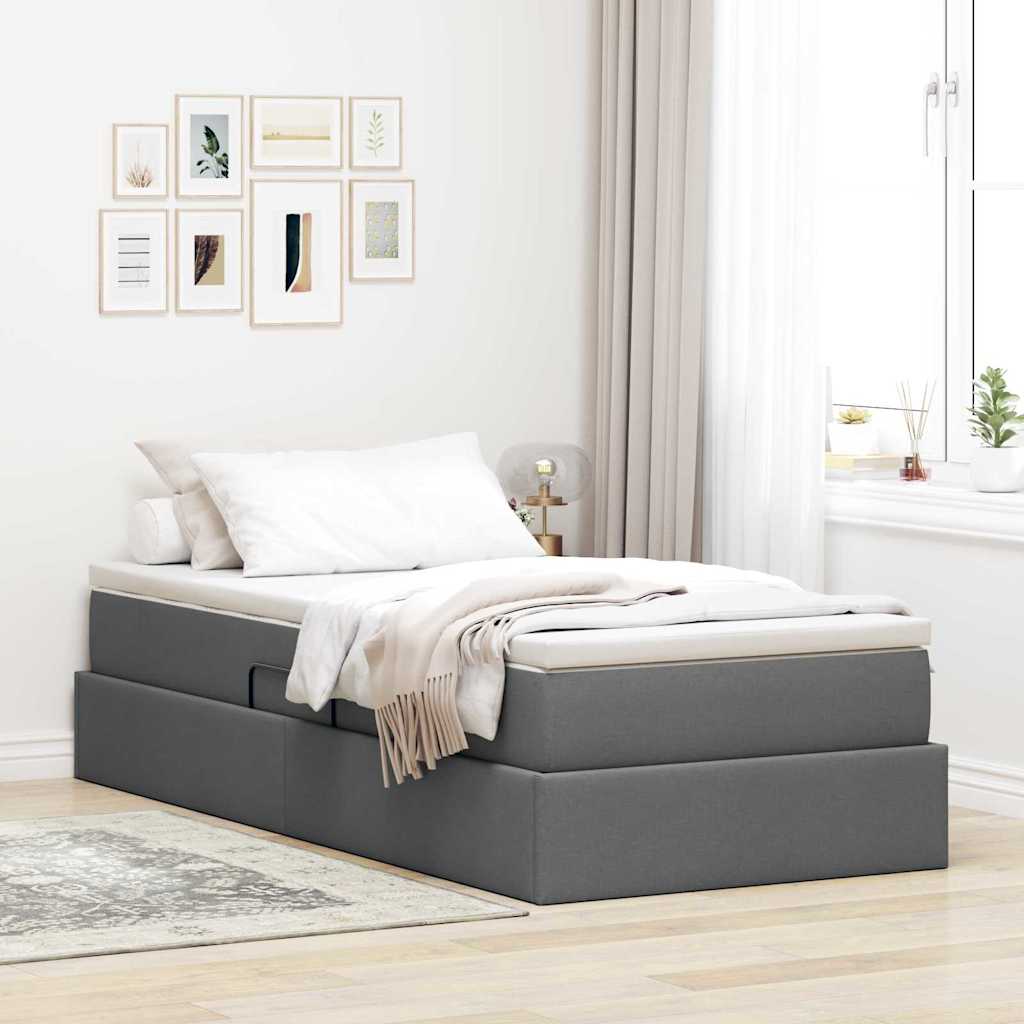 Opslag bed met matras Donkergrijs 90 x 190 cm Polyester is nu te koop bij PeponiXL, paradijselijk wonen!