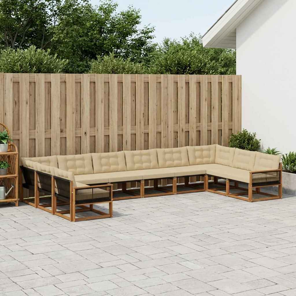 Buiten bankenset met kussen 10 pcs Natuurlijk en Beige is nu te koop bij PeponiXL, paradijselijk wonen!