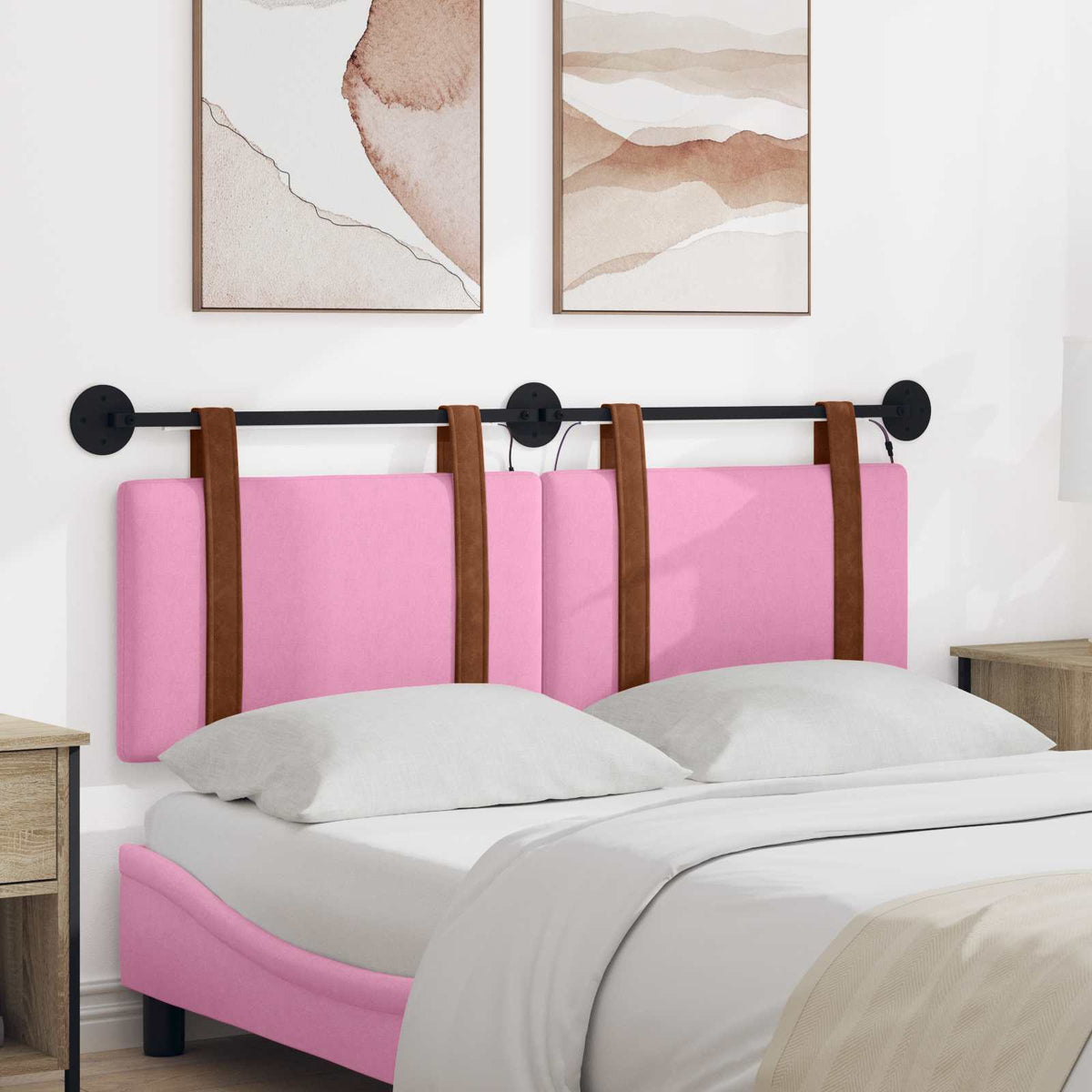 Hangend hoofdbord Met LED-verlichting Roze Antiek PU is nu te koop bij PeponiXL, paradijselijk wonen!