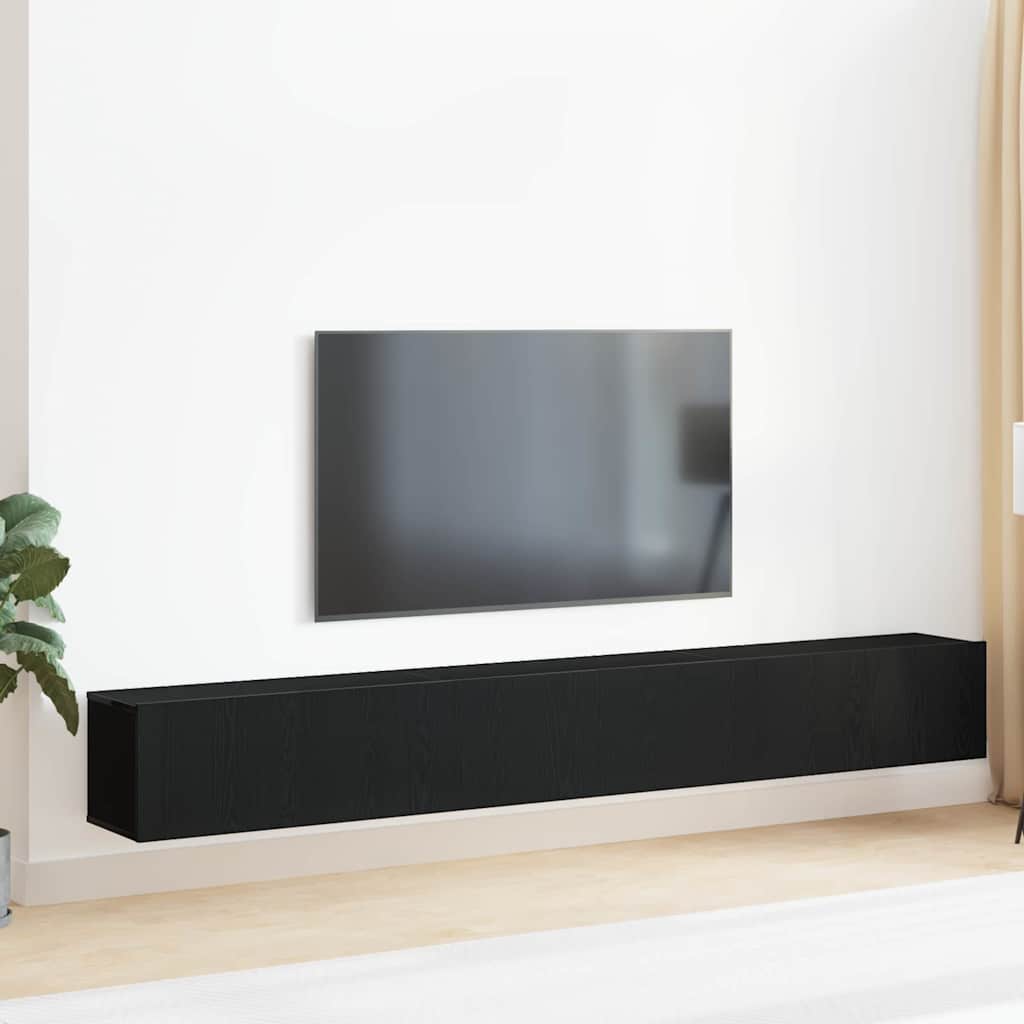 Tv-meubelset 3 pcs Zwart Eiken 80 x 30 x 30 cm Bewerkt hout is nu te koop bij PeponiXL, paradijselijk wonen!