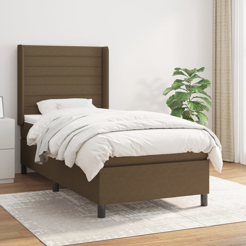Boxspring met matras stof donkerbruin 90x190 cm is nu te koop bij PeponiXL, paradijselijk wonen!