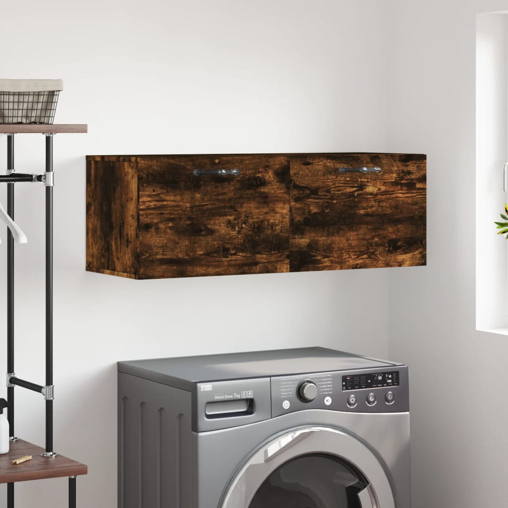 Wandkast 100x36,5x35 cm bewerkt hout gerookt eikenkleurig is nu te koop bij PeponiXL, paradijselijk wonen!