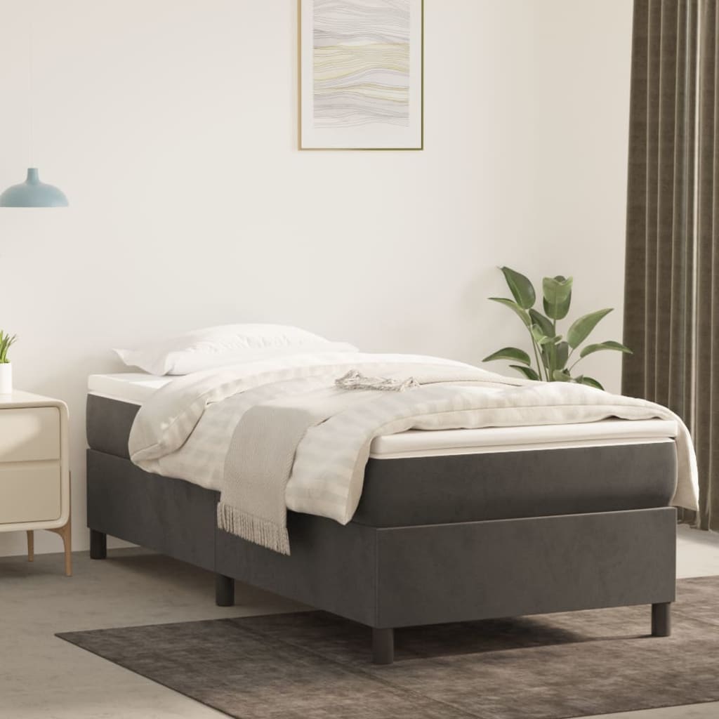 Boxspring met matras fluweel donkergrijs 100x200 cm is nu te koop bij PeponiXL, paradijselijk wonen!