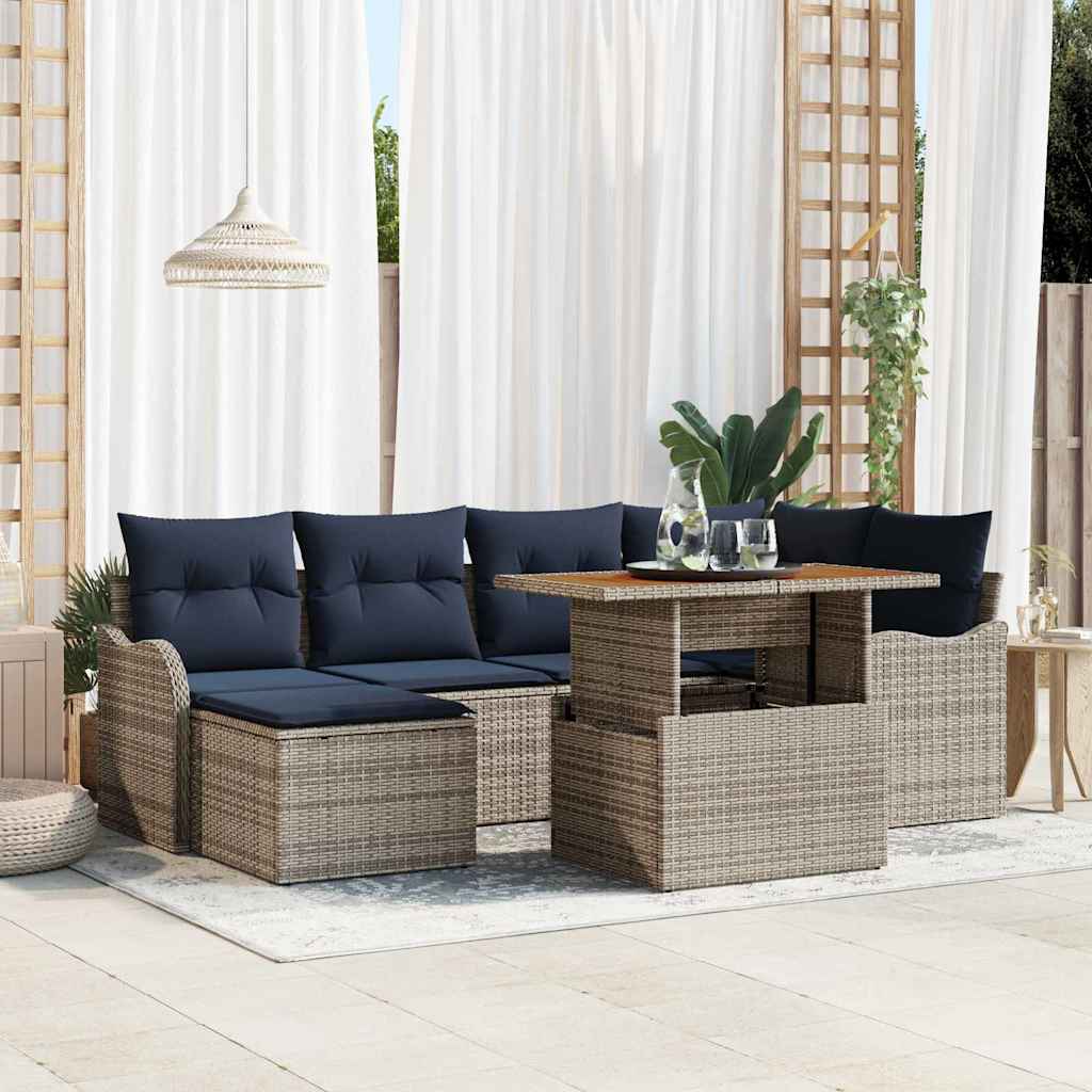 Tuin Sofa Set 7 st grijs en marineblauw is nu te koop bij PeponiXL, paradijselijk wonen!