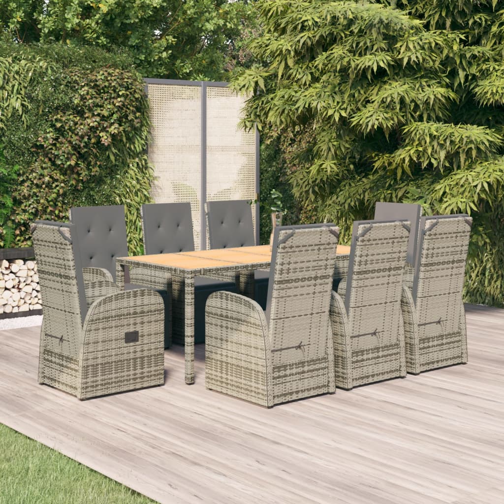 9-delige Tuinset met kussens poly rattan grijs is nu te koop bij PeponiXL, paradijselijk wonen!