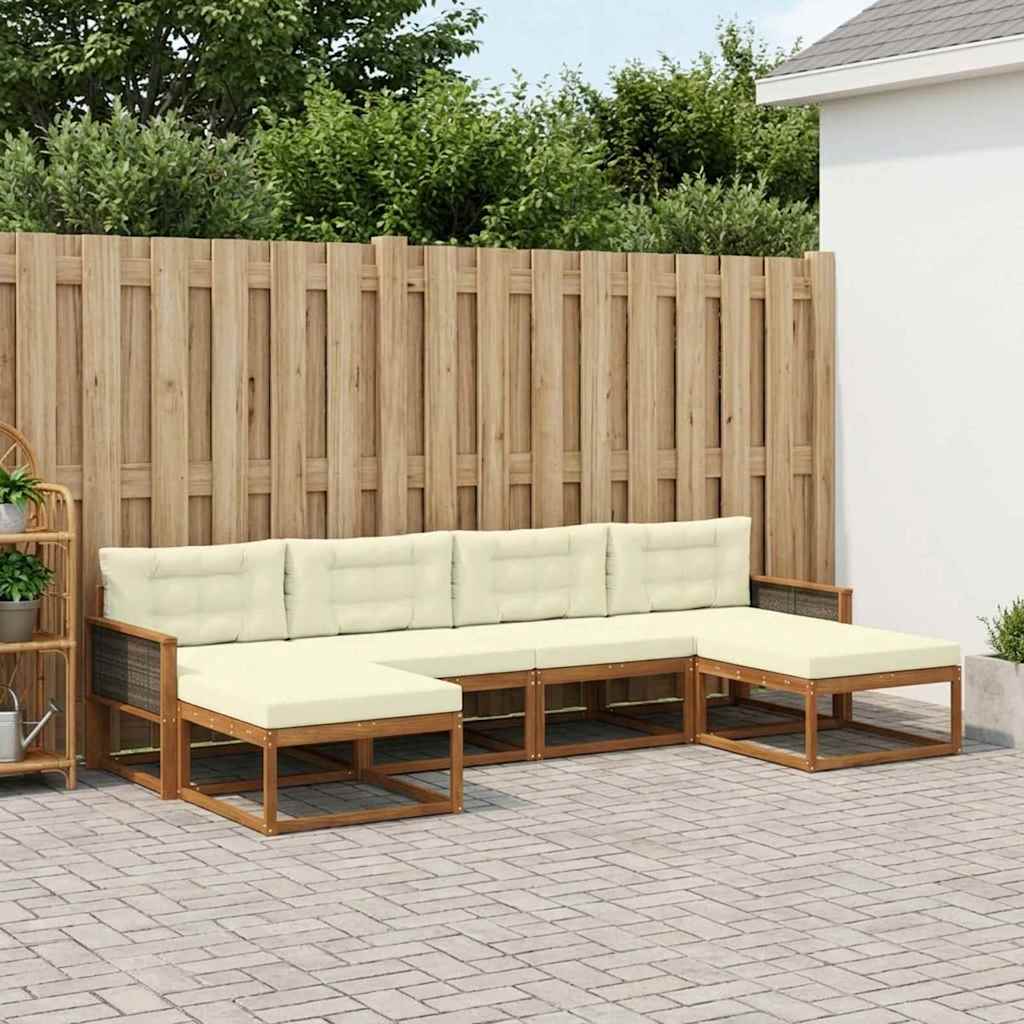 Buiten bankenset met kussen 6 pcs Natuurlijk en Crème is nu te koop bij PeponiXL, paradijselijk wonen!