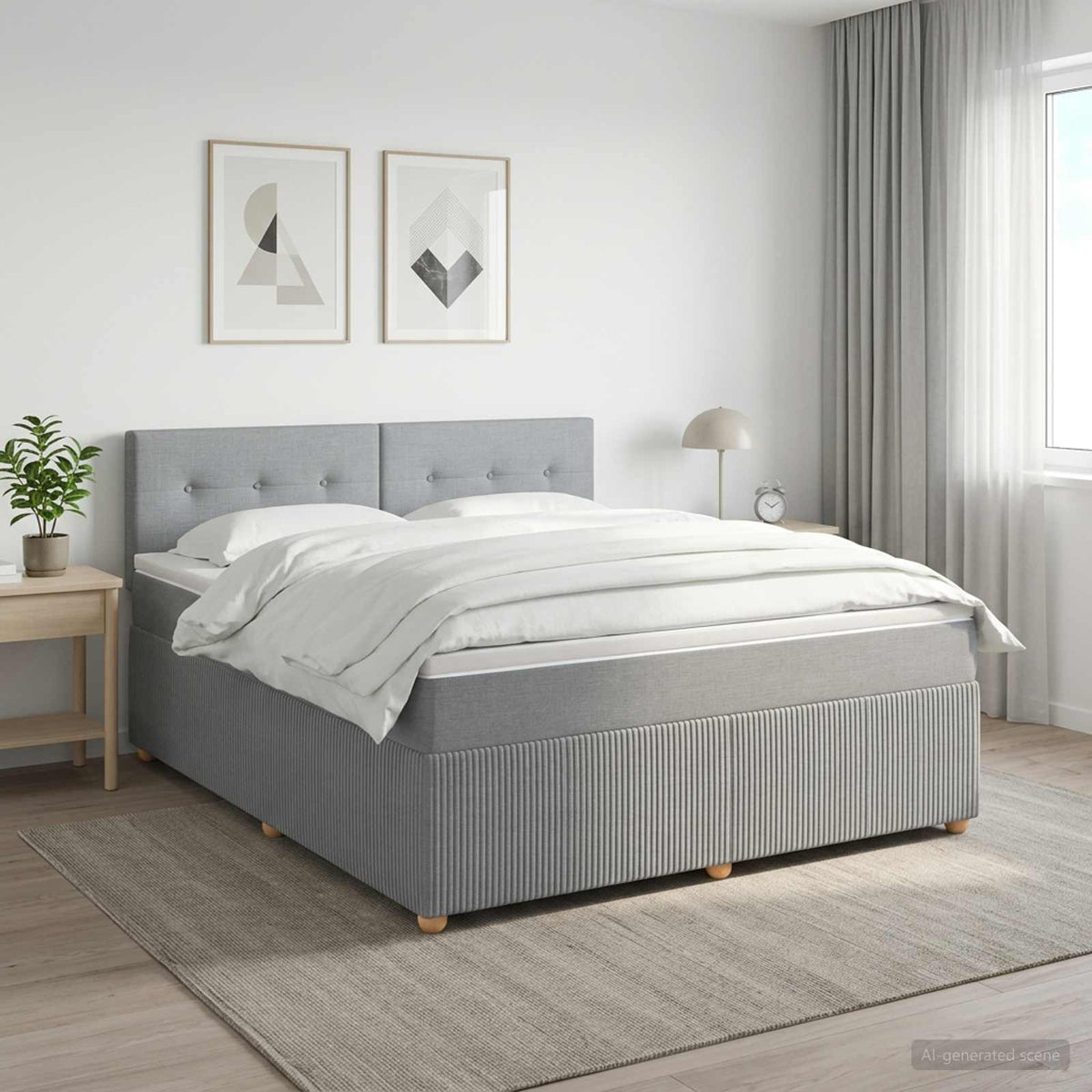 Boxspringbed met matras Lichtgrijs 140 x 190 cm Stof is nu te koop bij PeponiXL, paradijselijk wonen!