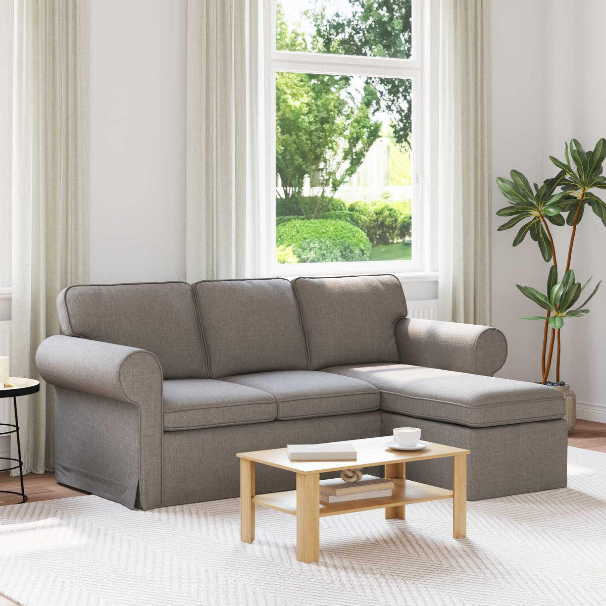 Bank Taupe 195 x 138 x 80 cm Stof is nu te koop bij PeponiXL, paradijselijk wonen!