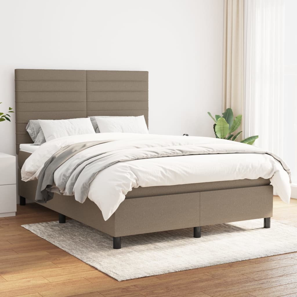 Boxspring met matras stof taupe 140x190 cm is nu te koop bij PeponiXL, paradijselijk wonen!