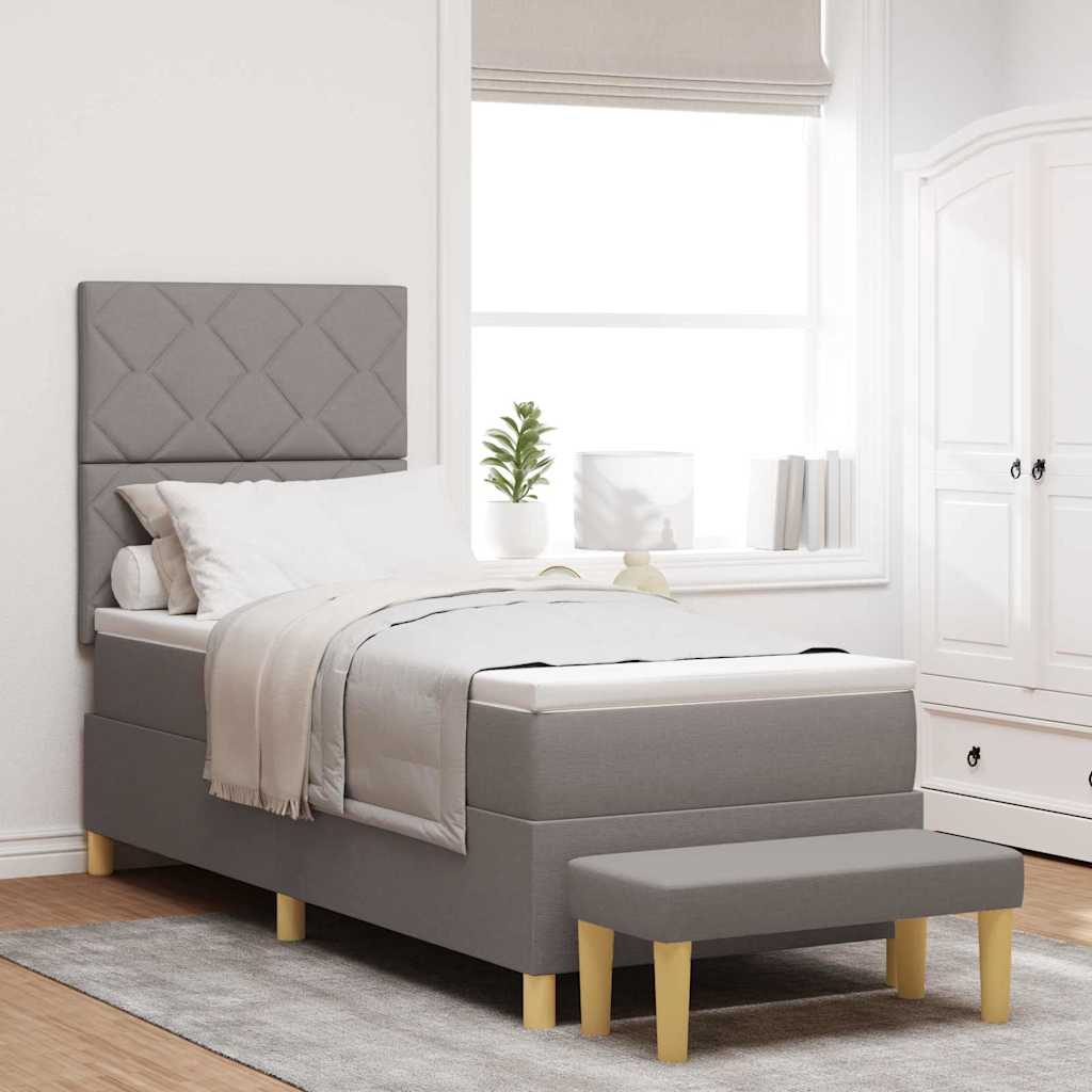Boxspring bed met hoofdeinde Taupe 200 x 80 cm Stof is nu te koop bij PeponiXL, paradijselijk wonen!