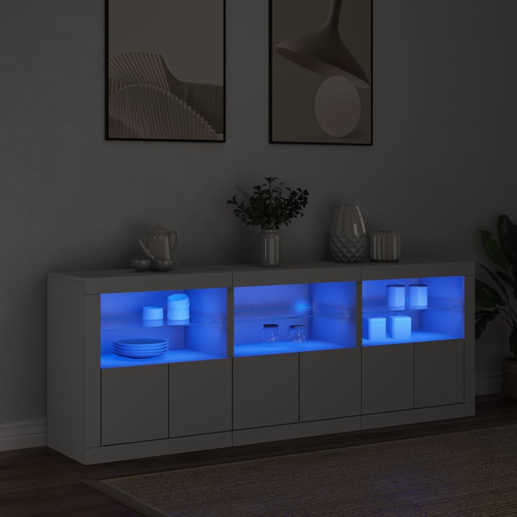 Dressoir met LED-verlichting 181,5x37x67 cm wit is nu te koop bij PeponiXL, paradijselijk wonen!