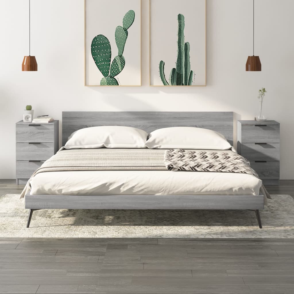 Nachtkastjes 2 st 40x36x65 cm grijs sonoma eikenkleurig is nu te koop bij PeponiXL, paradijselijk wonen!