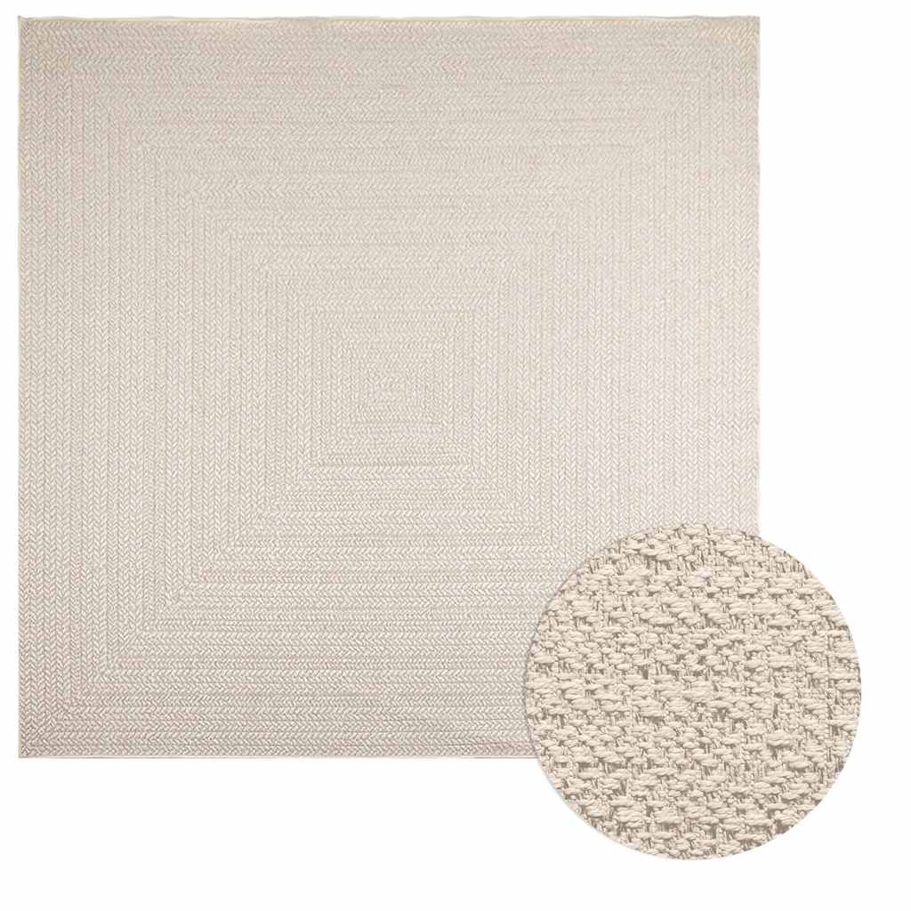 Vloerkleed ZIZUR room binnen en buiten 240x240 cm jute look is nu te koop bij PeponiXL, paradijselijk wonen!