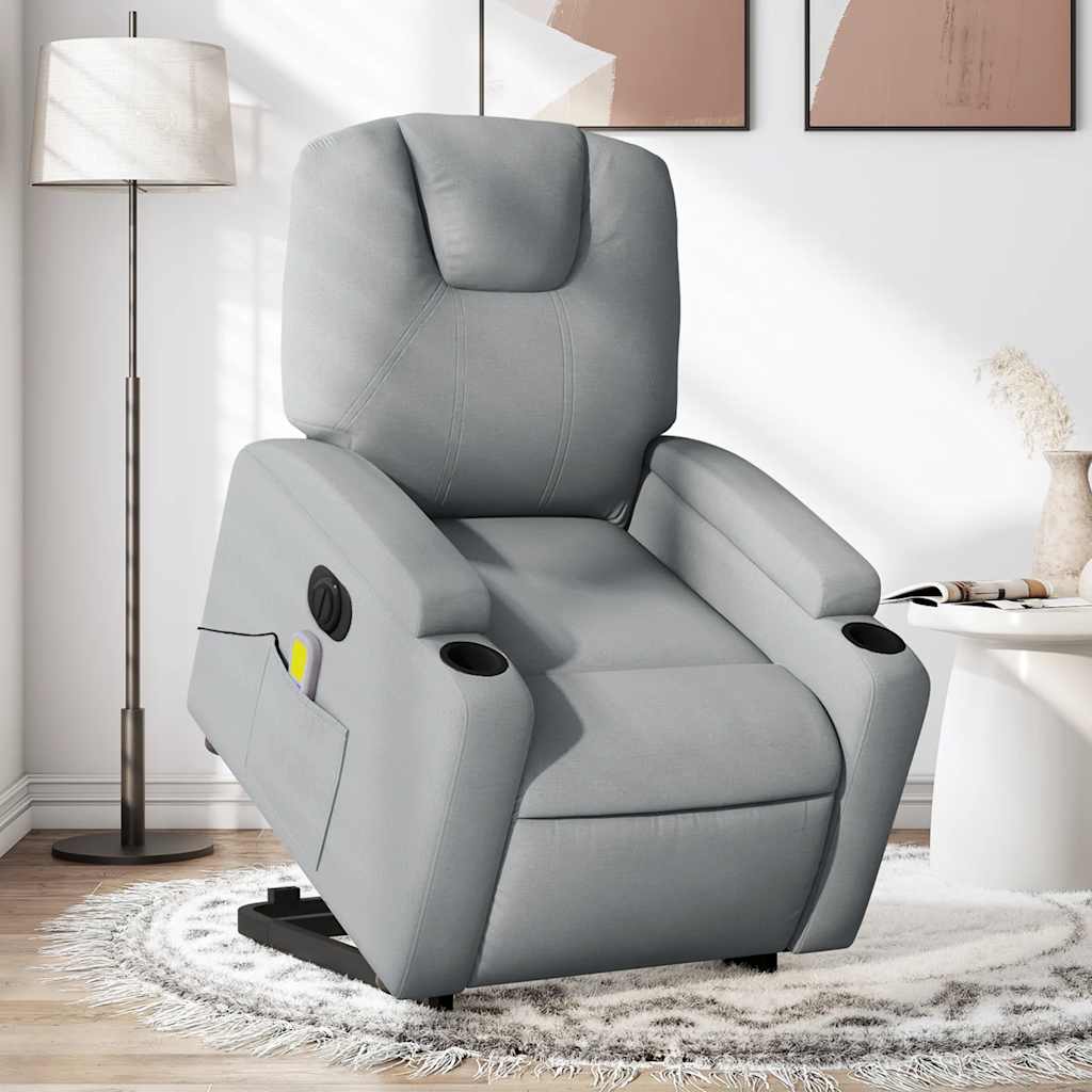 Sta-op-massagestoel elektrisch verstelbaar stof lichtgrijs is nu te koop bij PeponiXL, paradijselijk wonen!
