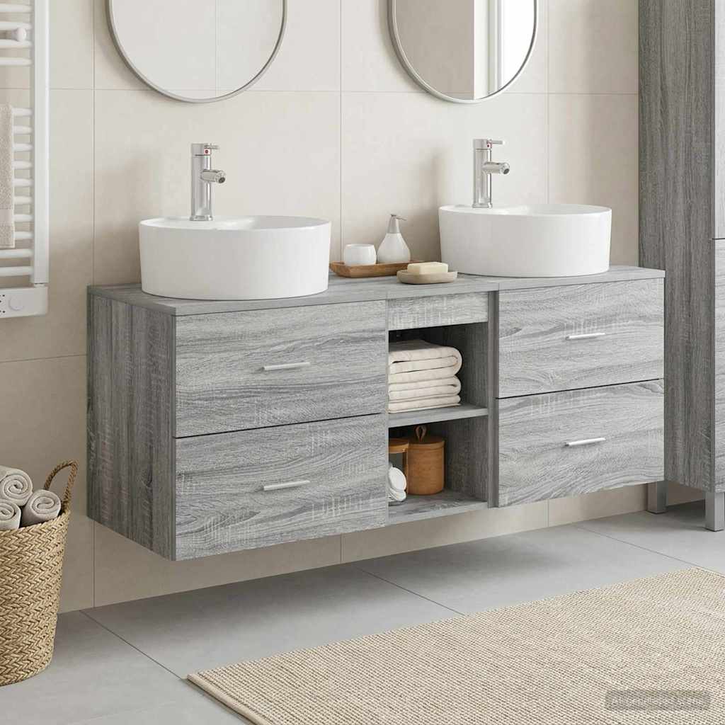 Badkamerkastenset 3 st Grijs Sonoma 49,5 x 44,5 x 65 cm is nu te koop bij PeponiXL, paradijselijk wonen!
