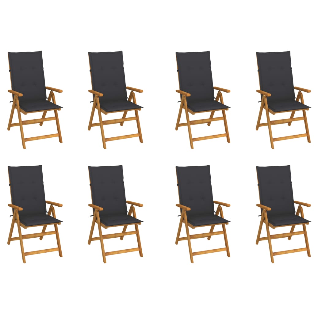 Tuinstoelen 8 st inklapbaar met kussens massief acaciahout is nu te koop bij PeponiXL, paradijselijk wonen!