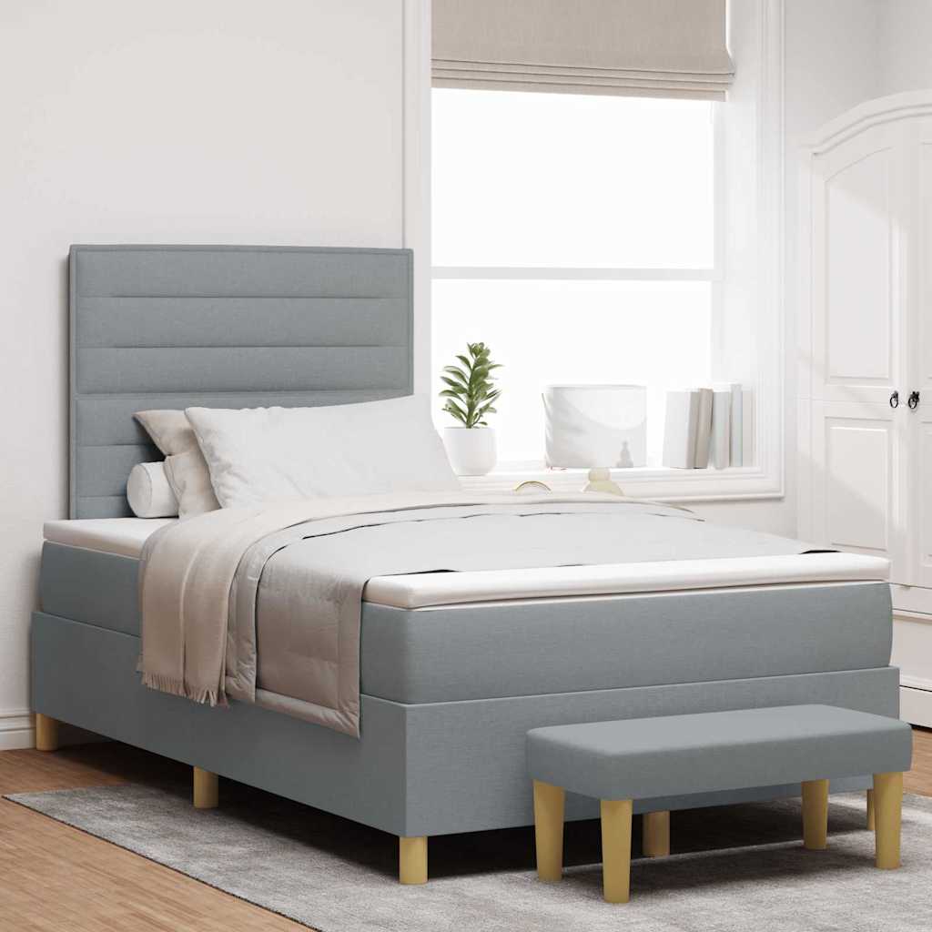 Boxspring bed met hoofdeinde Lichtgrijs 200 x 120 cm Stof is nu te koop bij PeponiXL, paradijselijk wonen!