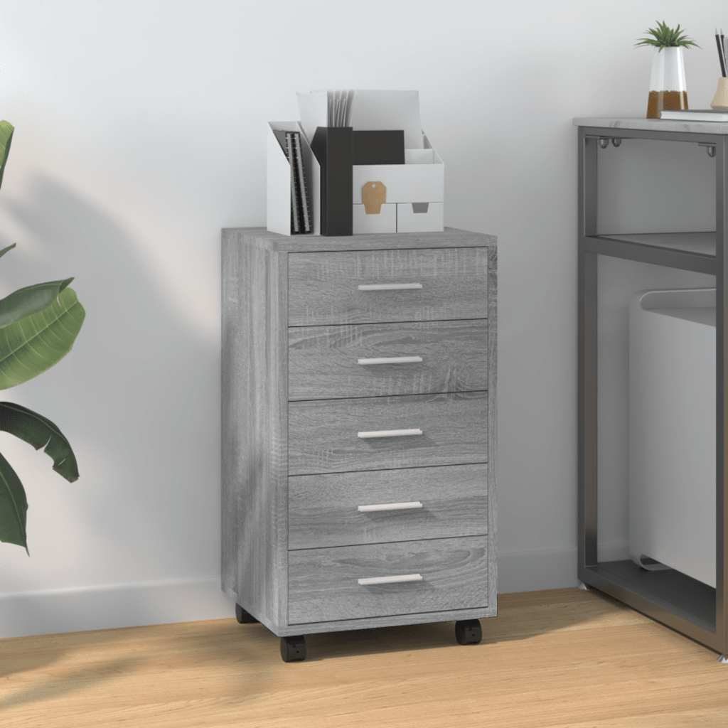Ladekast met wieltjes bewerkt hout grijs sonoma eiken is nu te koop bij PeponiXL, paradijselijk wonen!