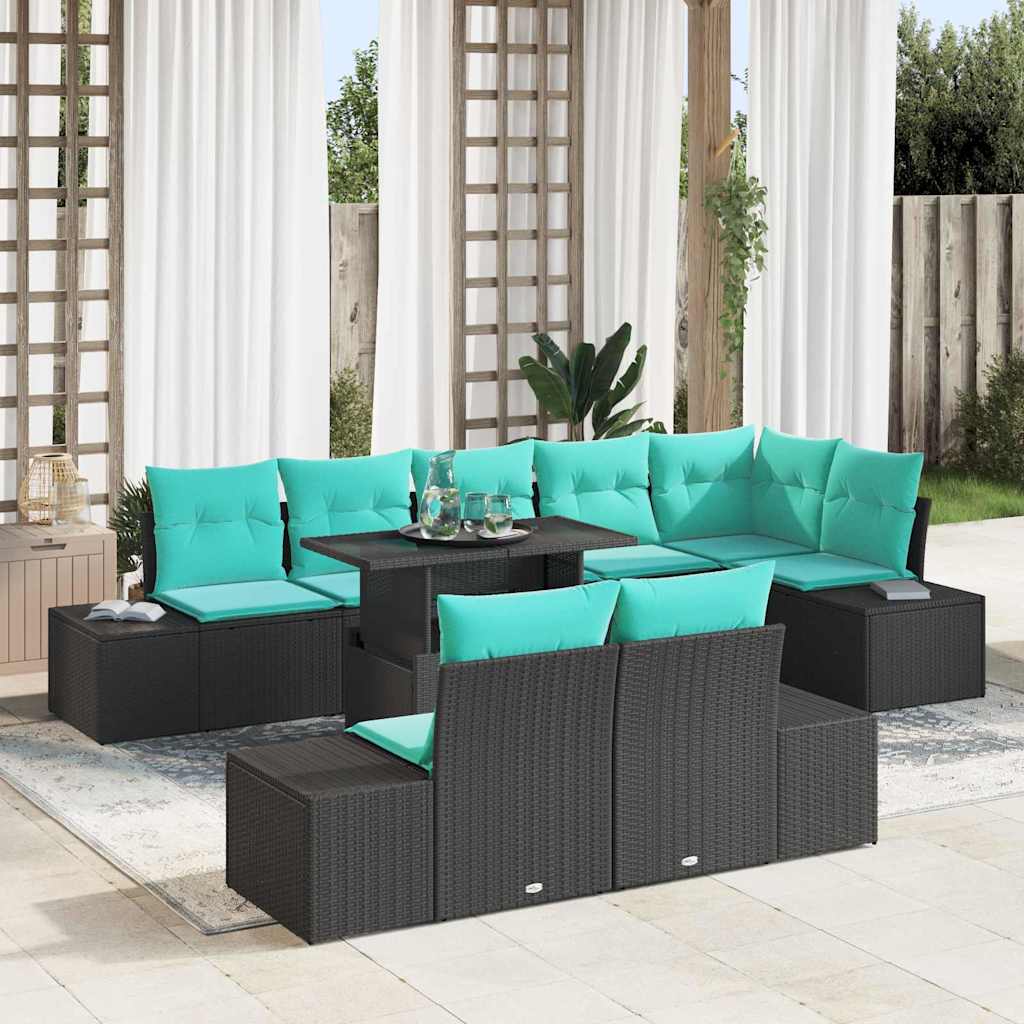 Tuin Sofa Set 9 st Zwart poly rattan is nu te koop bij PeponiXL, paradijselijk wonen!
