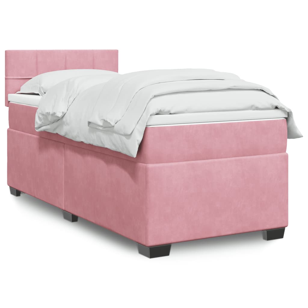 Boxspring met matras fluweel roze 100x200 cm is nu te koop bij PeponiXL, paradijselijk wonen!