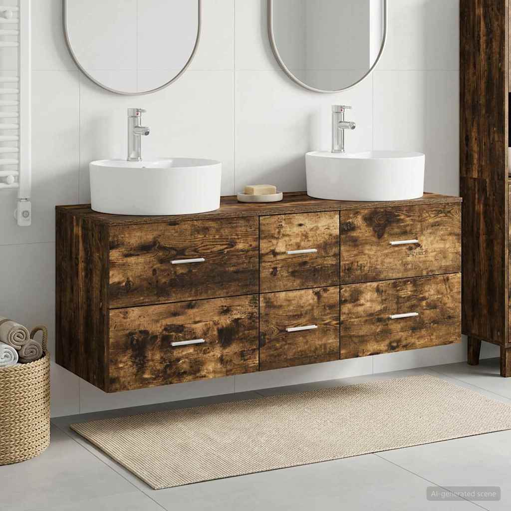 Badkamermeubelset 3 st Gerookt eiken 49,5 x 44,5 x 65 cm is nu te koop bij PeponiXL, paradijselijk wonen!